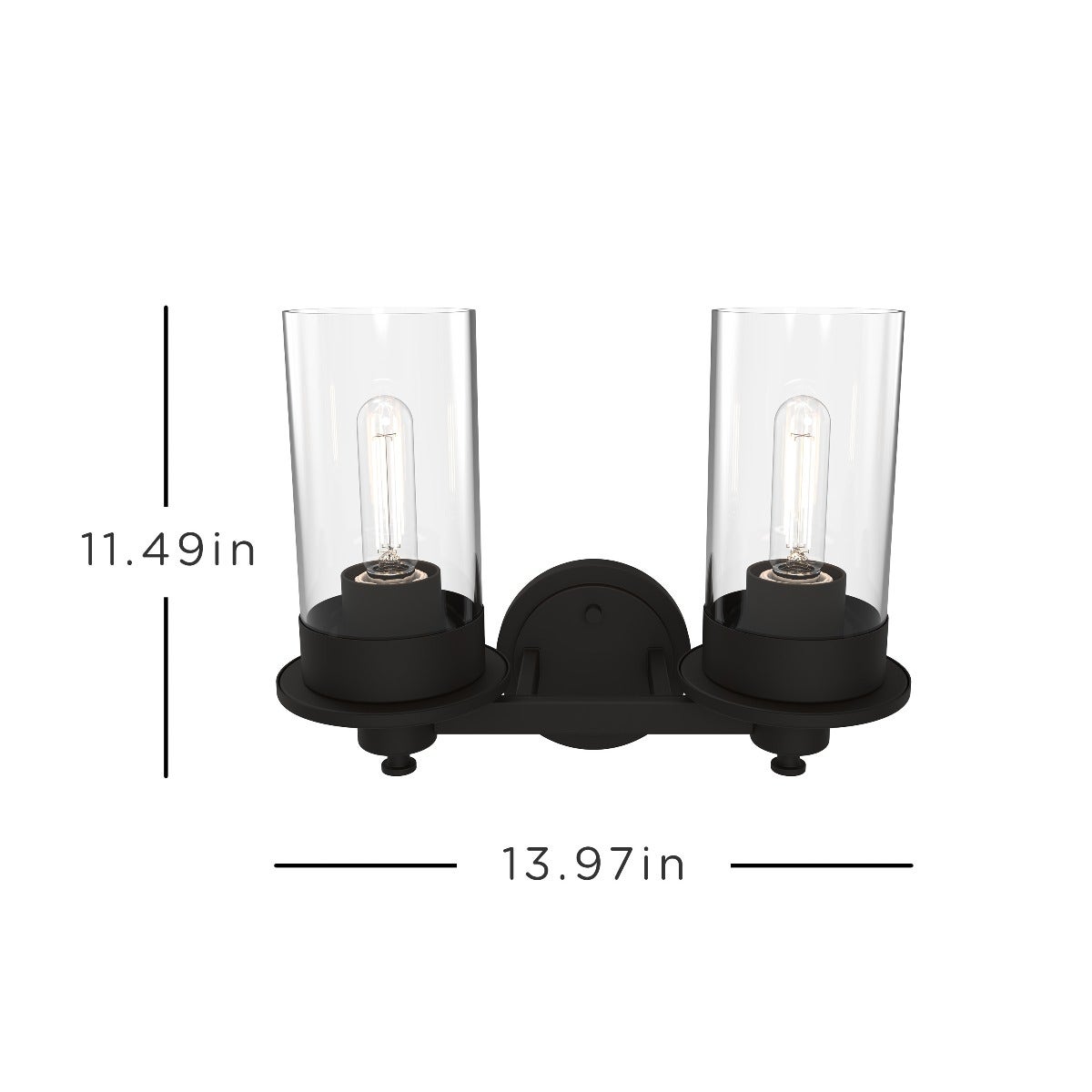 Enbrighten 2-Head Vanity Light with LED Vintage Bulbs, Matte Black