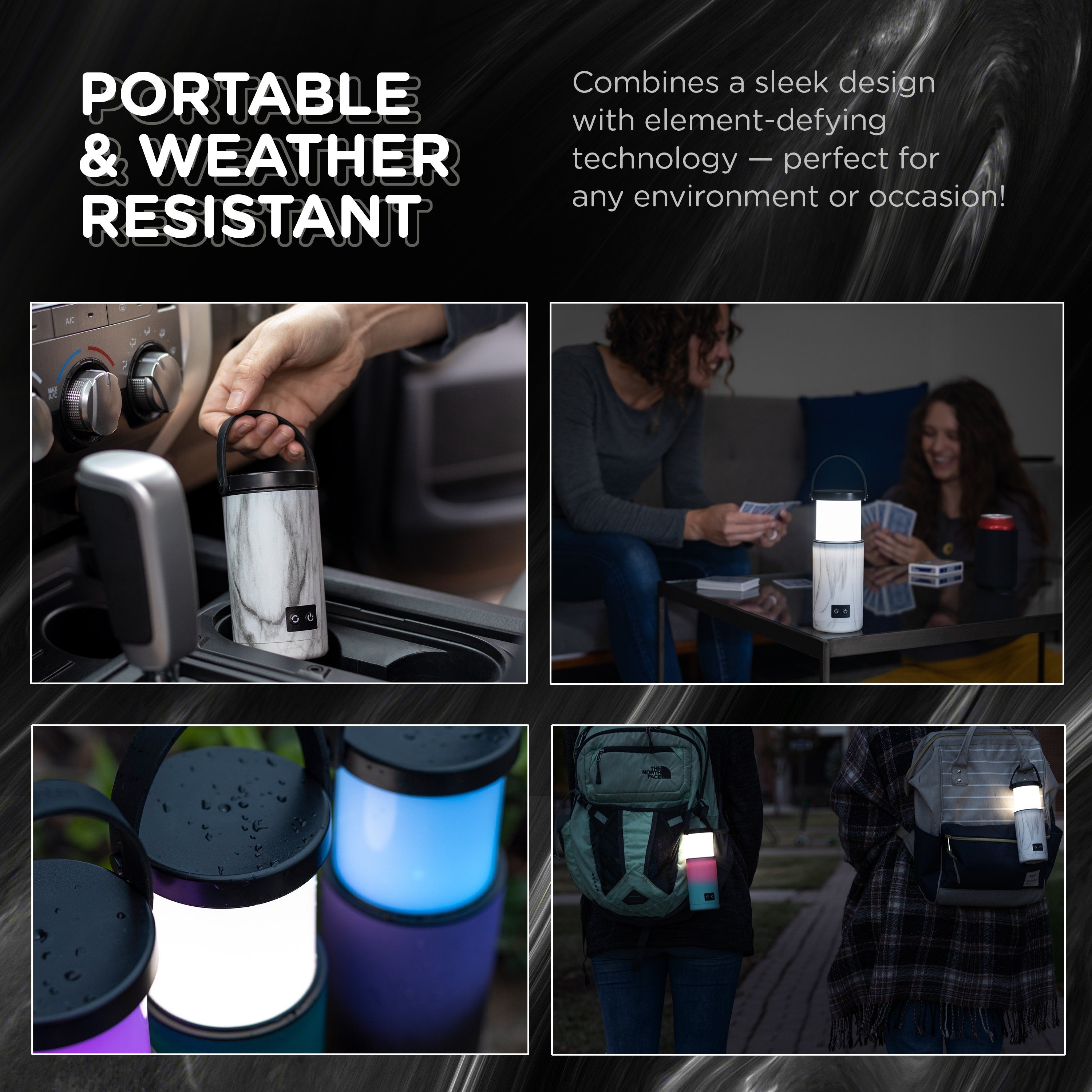 Enbrighten Color Changing LED Pop-up Lantern, White Marble