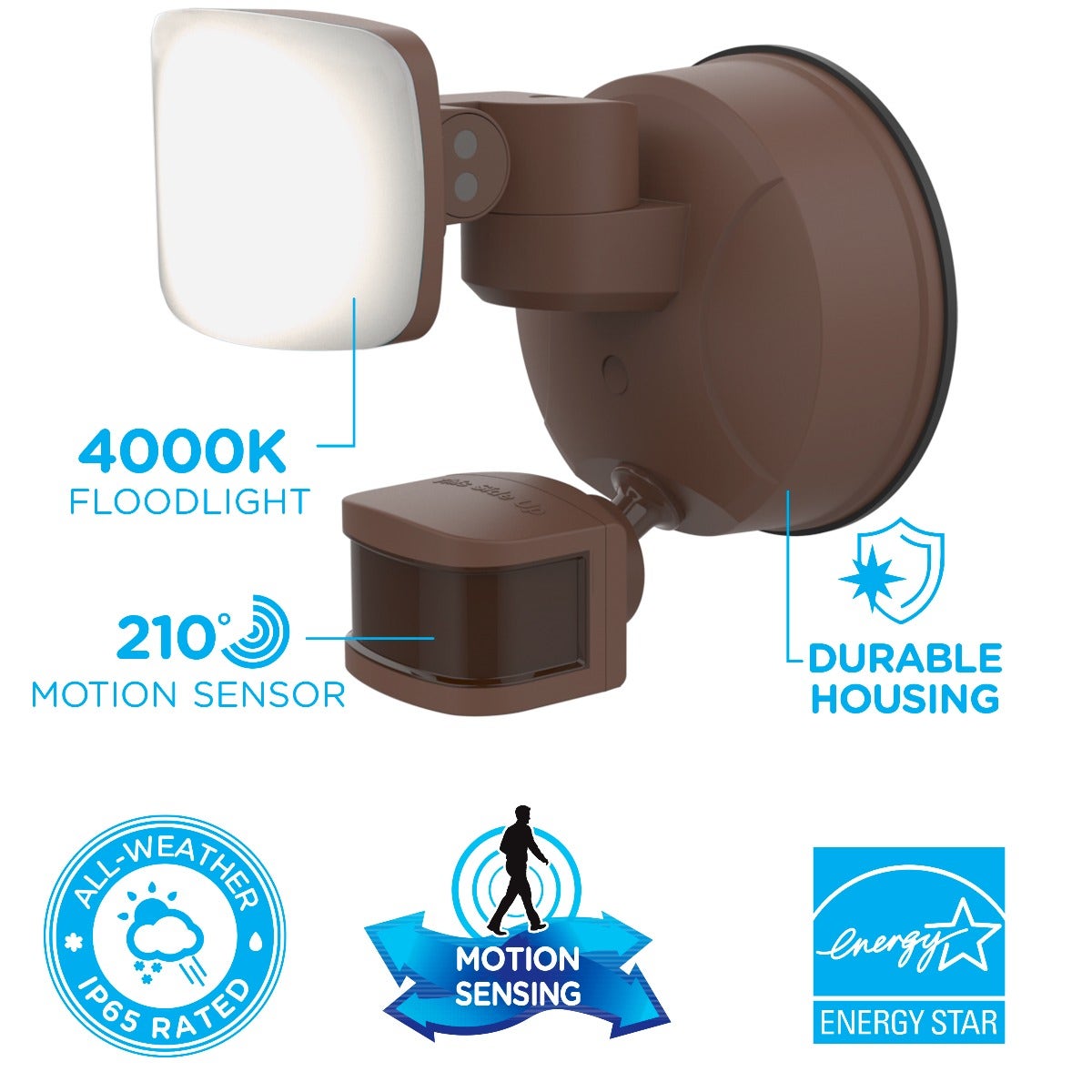 Enbrighten VIBE Outdoor Single-Head Motion-Sensing WiFi LED Security Light, Bronze