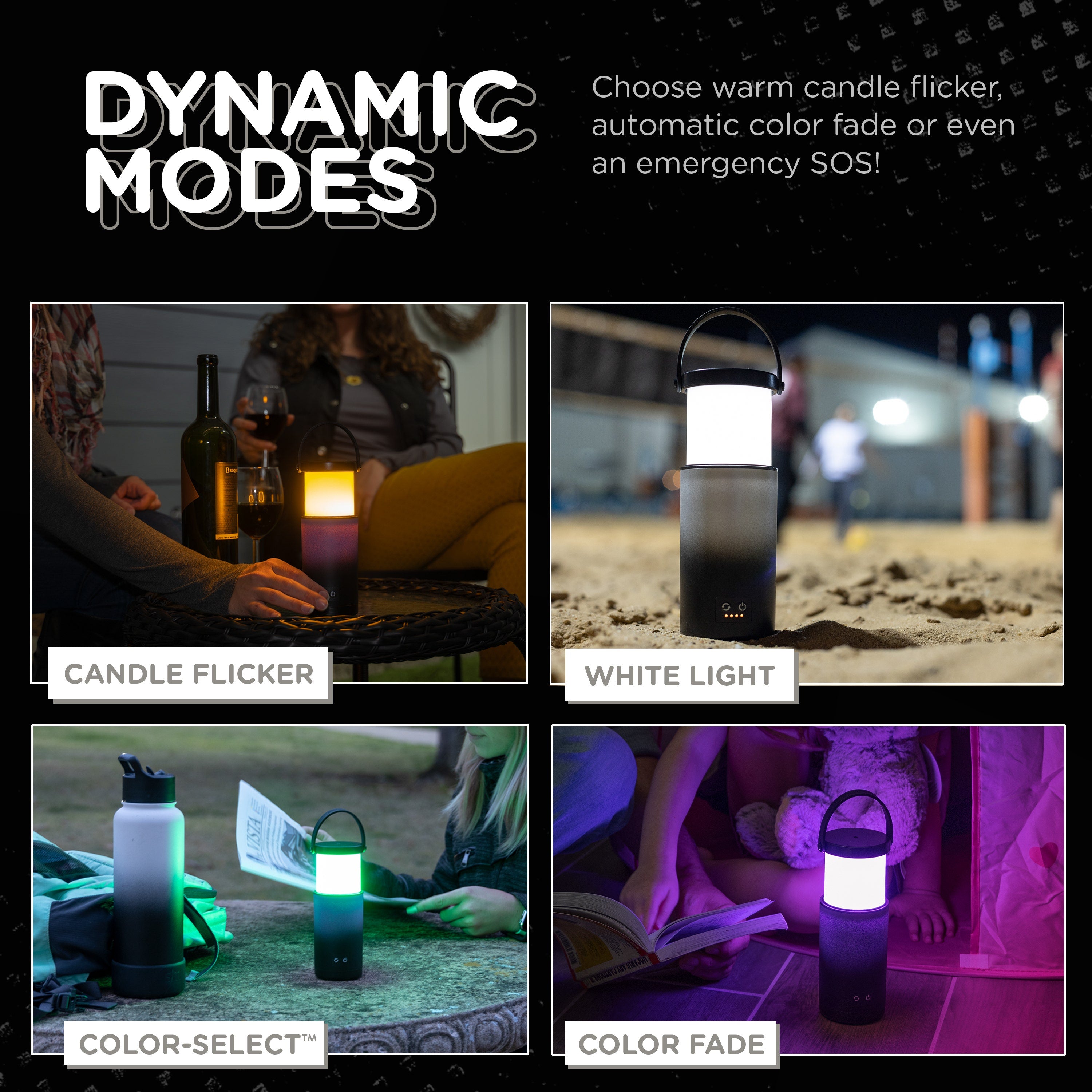 Enbrighten Color Changing LED Pop-up Lantern, White/Black