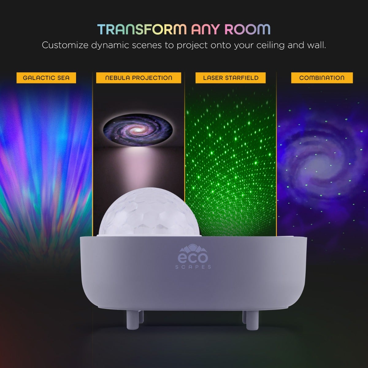 Enbrighten EcoScapes Galaxy Projector LED Tabletop Night Light with Sound Effects