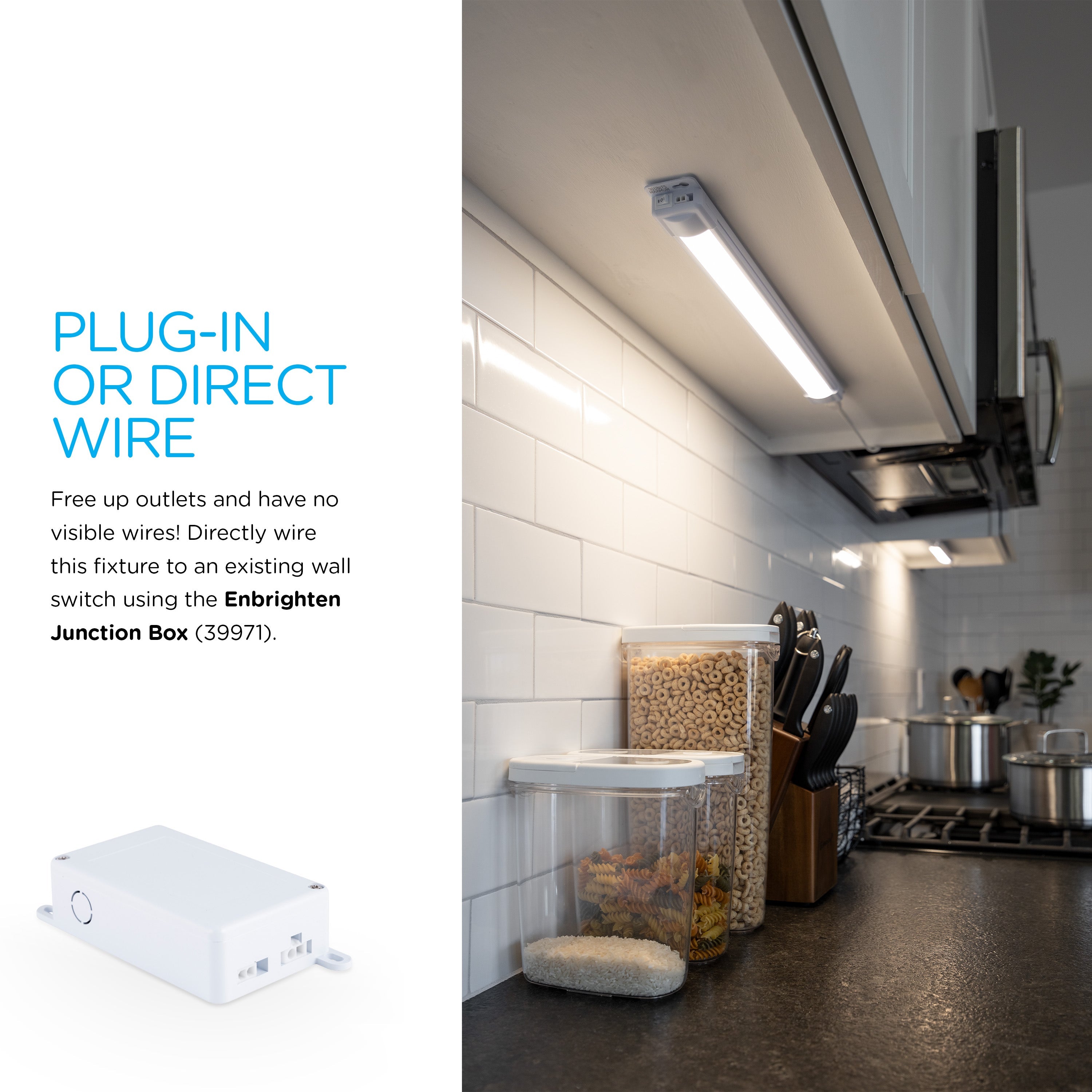 Enbrighten 24in. Plug-In LED Under Cabinet Light Fixture, White