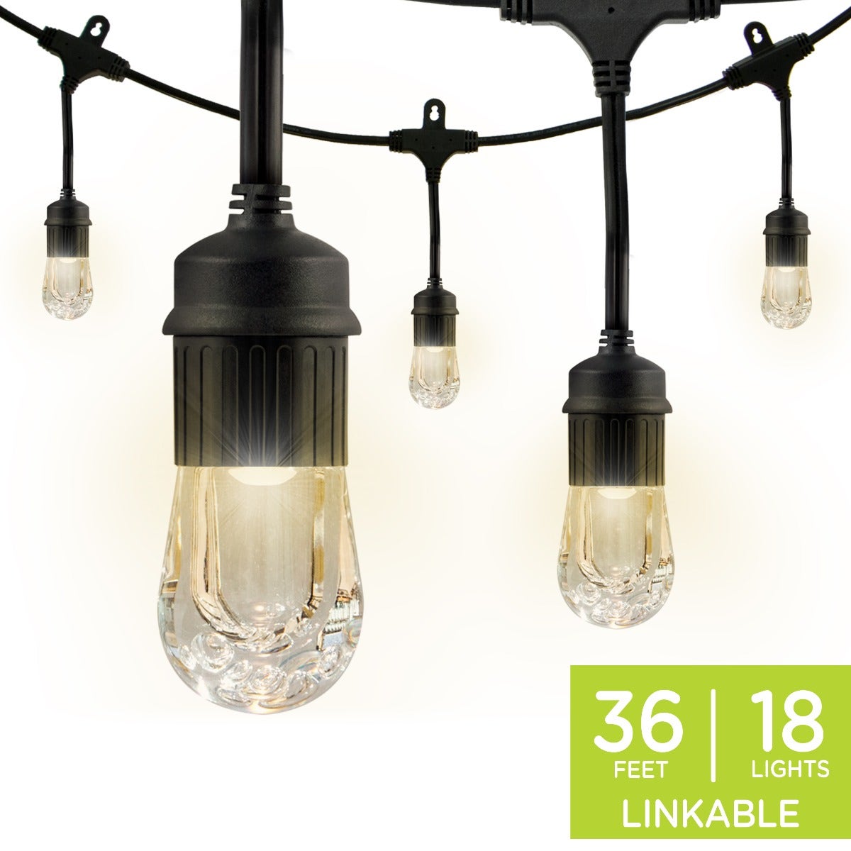 Enbrighten Classic LED Cafe Lights, 36ft. Black Cord