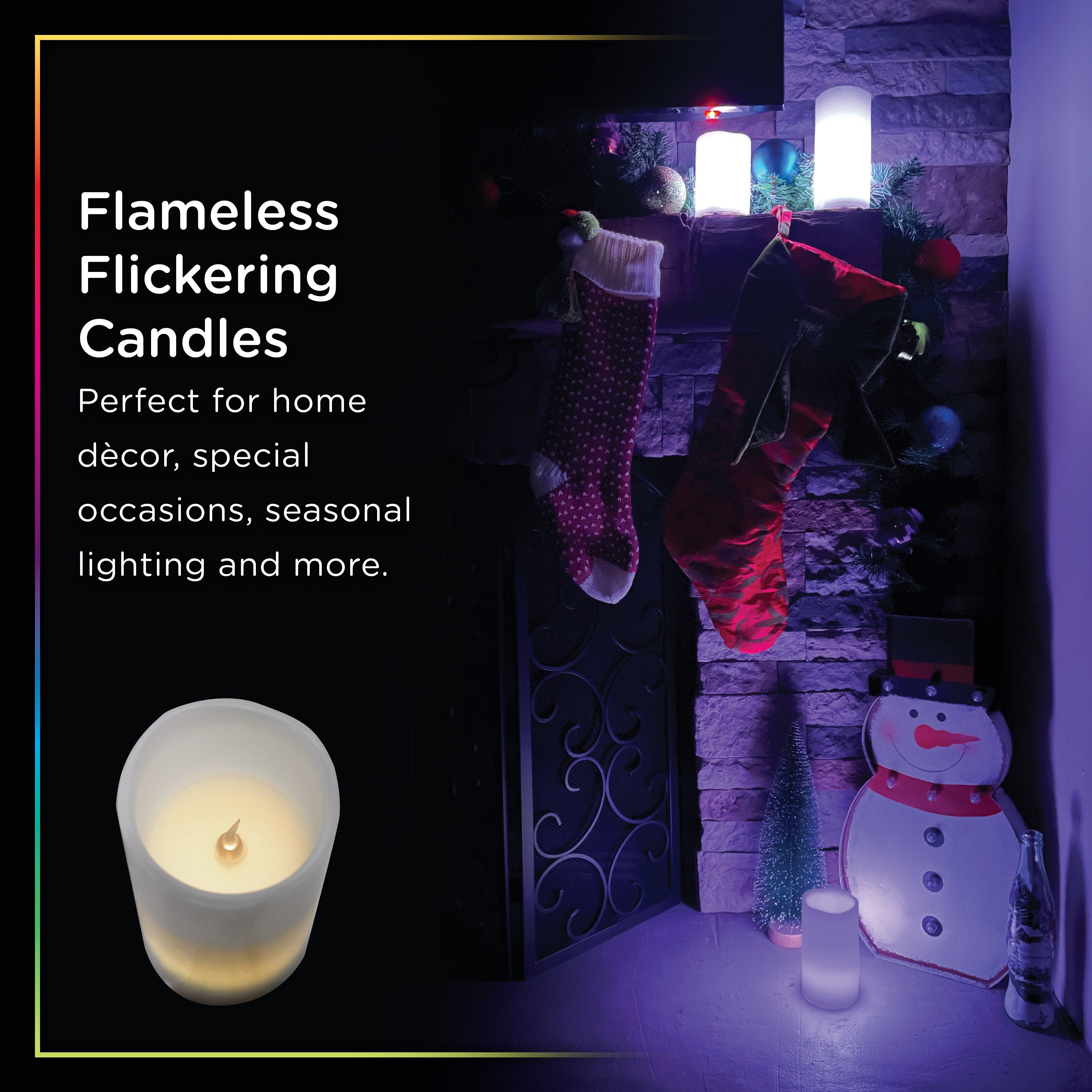 Enbrighten Battery Operated Color-Changing Flameless Flickering LED Candles, 3 Piece Set