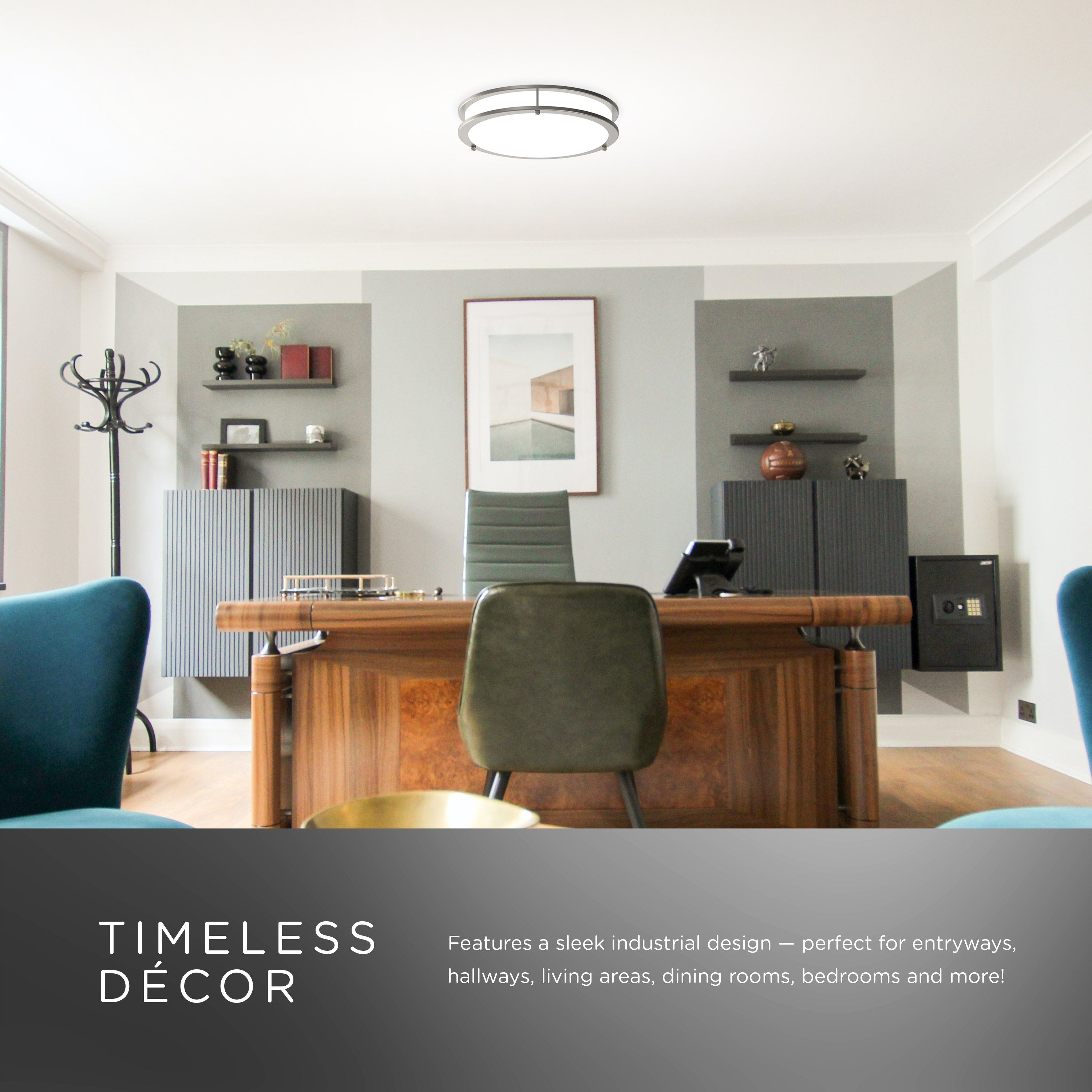 Enbrighten Flush Mount Light with Tunable White LED Bulb, Silver