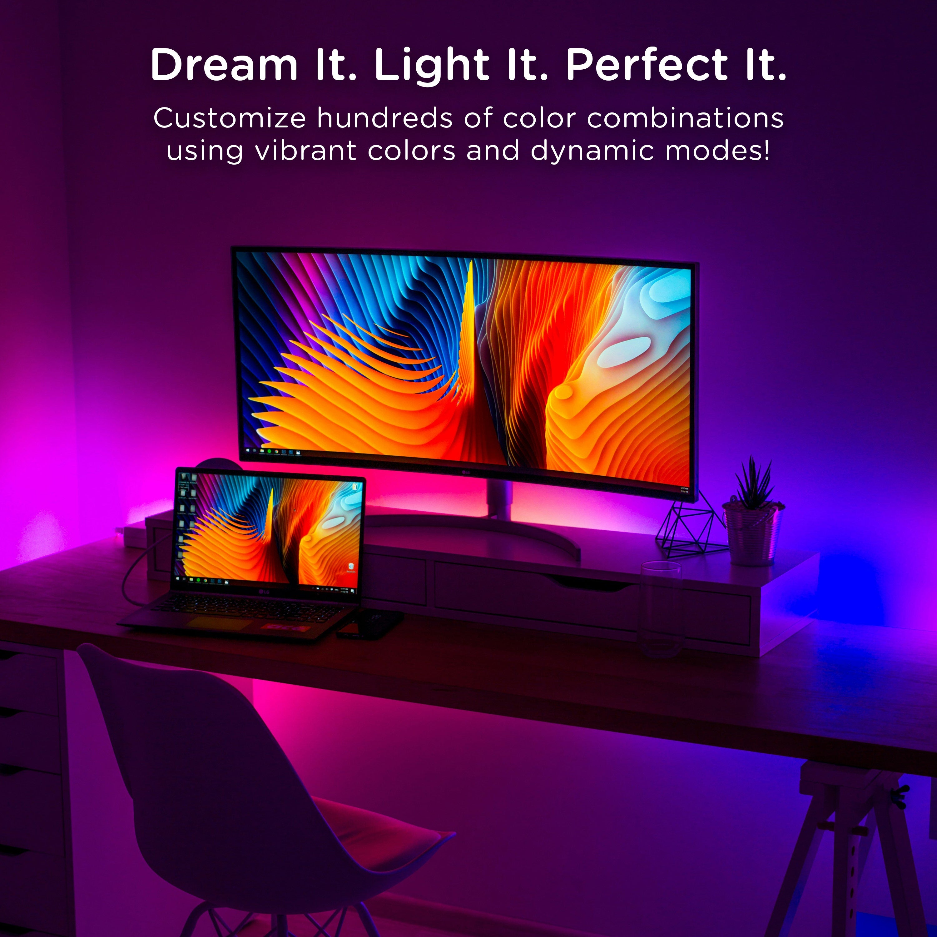 Enbrighten Color-Changing LED Stealth Tape Light Strip 12ft., Black
