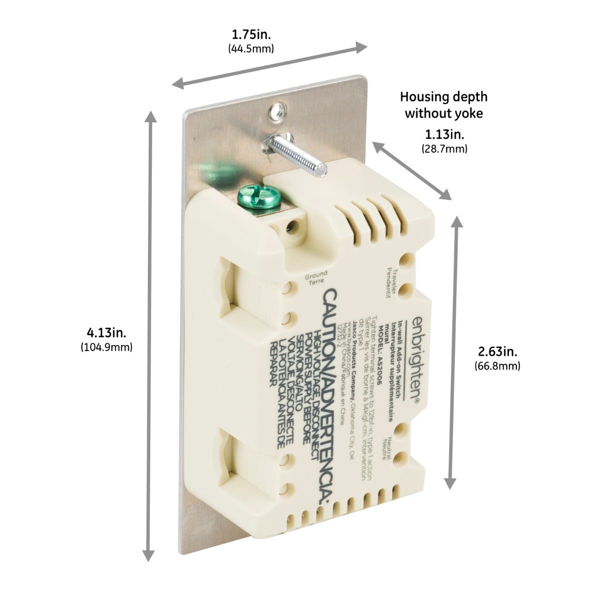 Enbrighten Add-On Toggle Switch With QuickFit™ And SimpleWire™, Light Almond