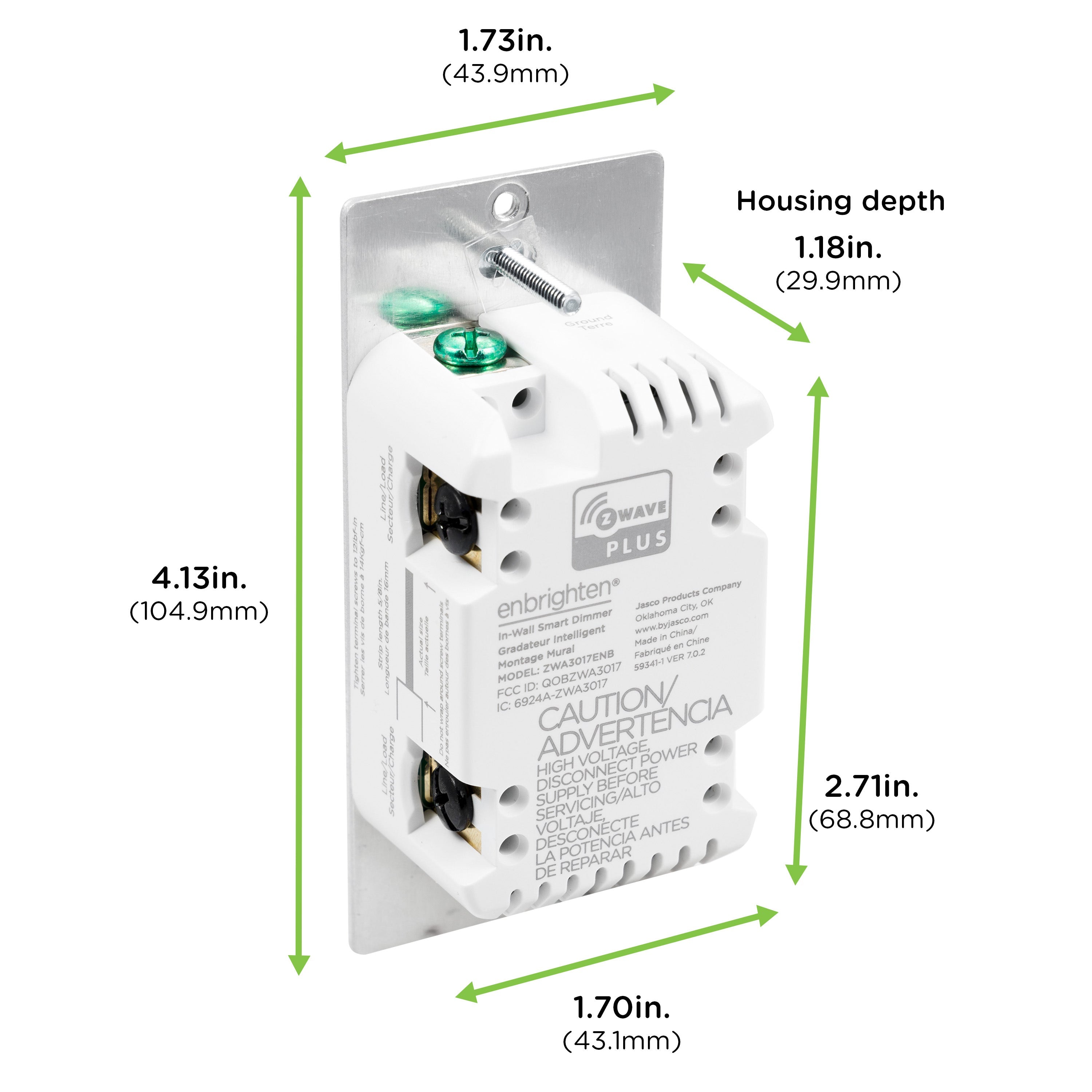 Enbrighten Z-Wave Plus In-Wall Smart Toggle Dimmer, 700 Series, White