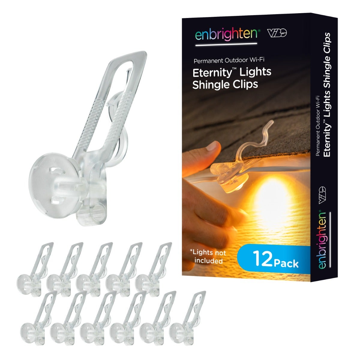 Enbrighten VIBE WiFi Eternity Eave Lights Shingle Clips, 12 Pack