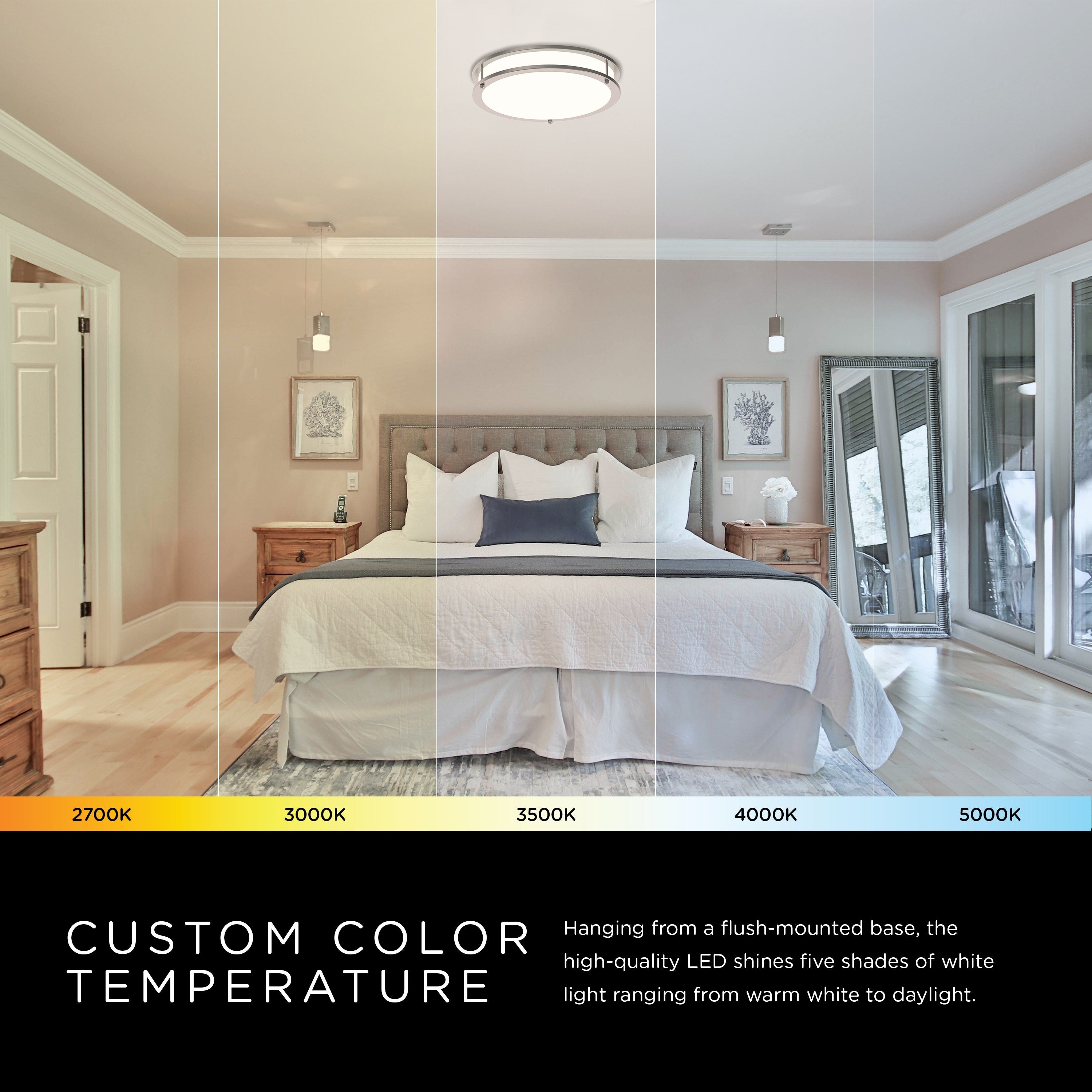 Enbrighten Flush Mount Light with Tunable White LED Bulb, Silver