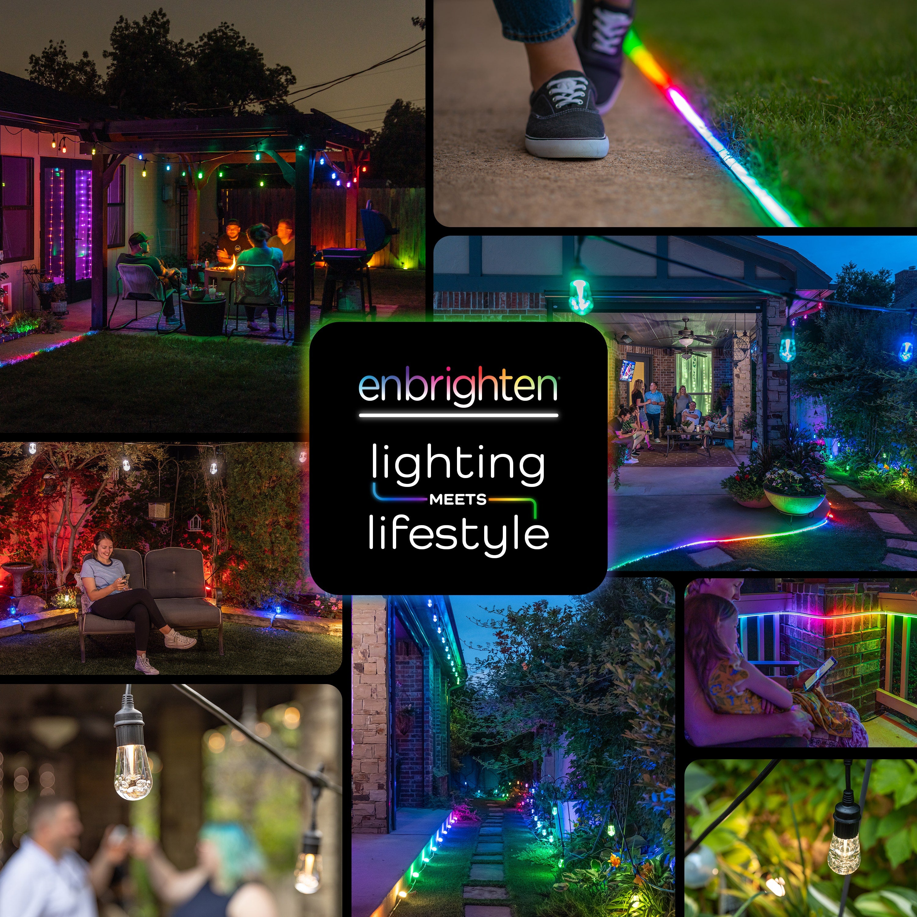 Enbrighten WiFi VIBE Color-Changing LED Landscape Lights, 12 Lights, 110ft. Black Cord