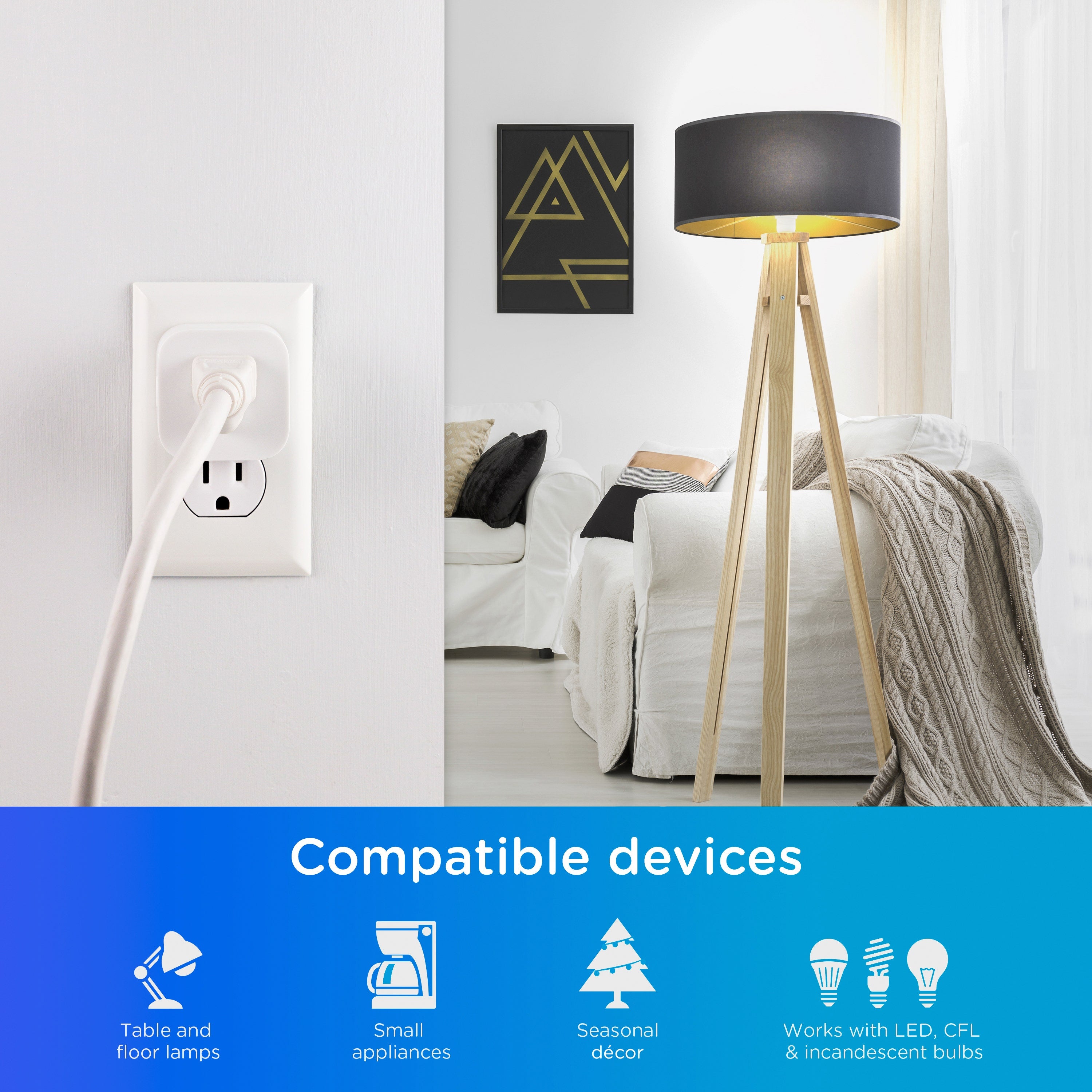 Enbrighten VIBE 1-Outlet WiFi Smart Plug, White