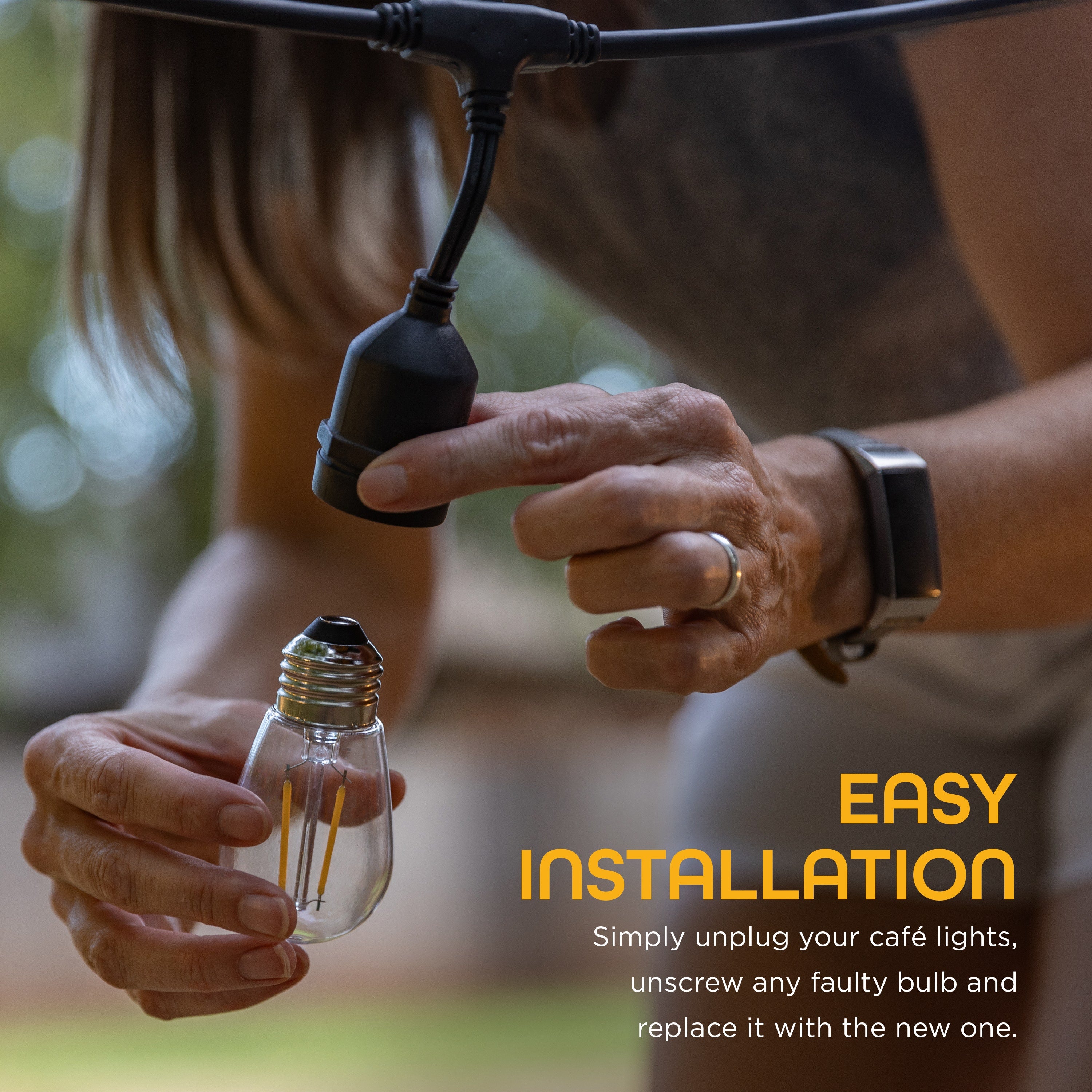 Enbrighten Ecoscapes LED Cafe Lights Replacement Bulbs, 4 Pack