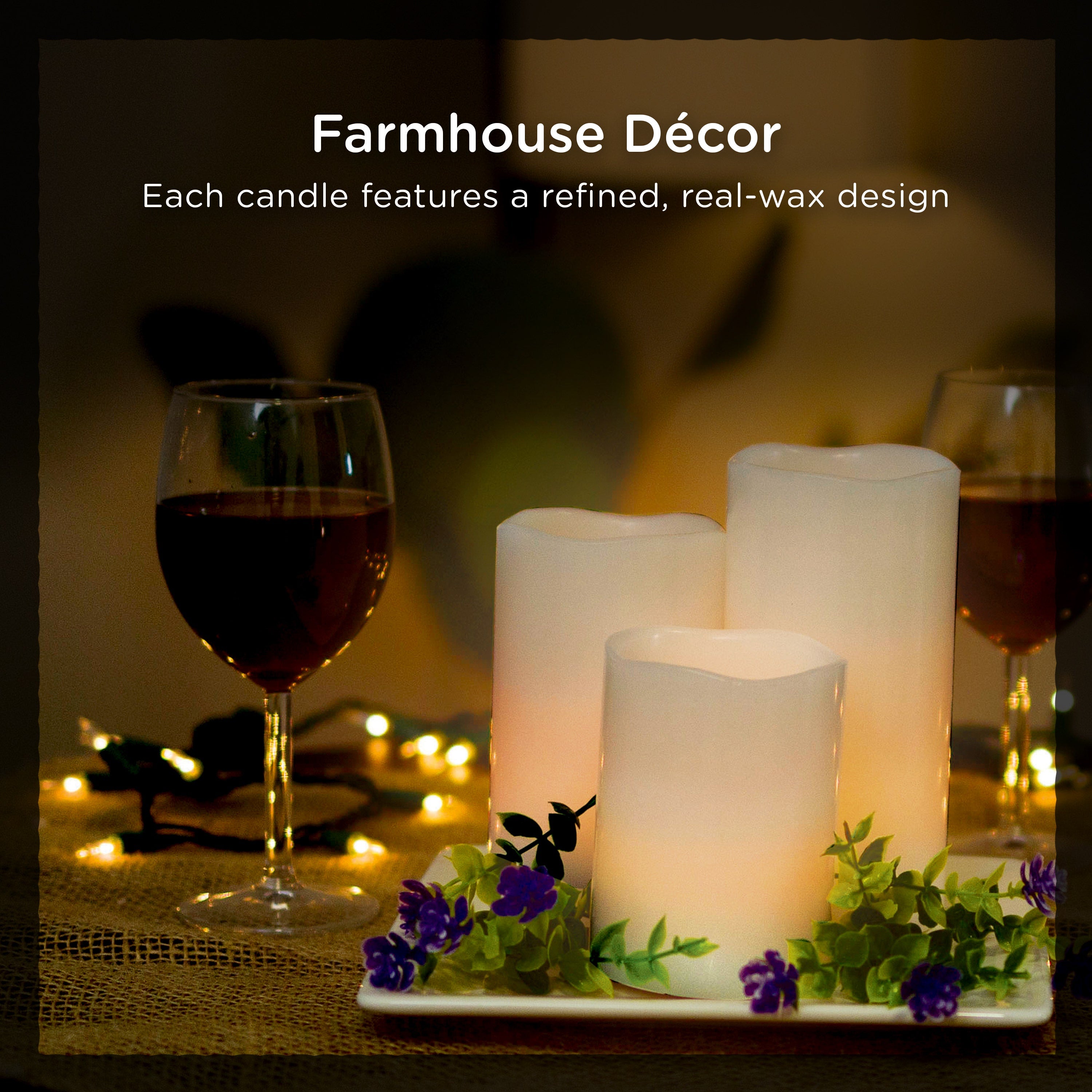 Enbrighten Battery Operated Color-Changing Flameless Flickering LED Candles, 3 Piece Set