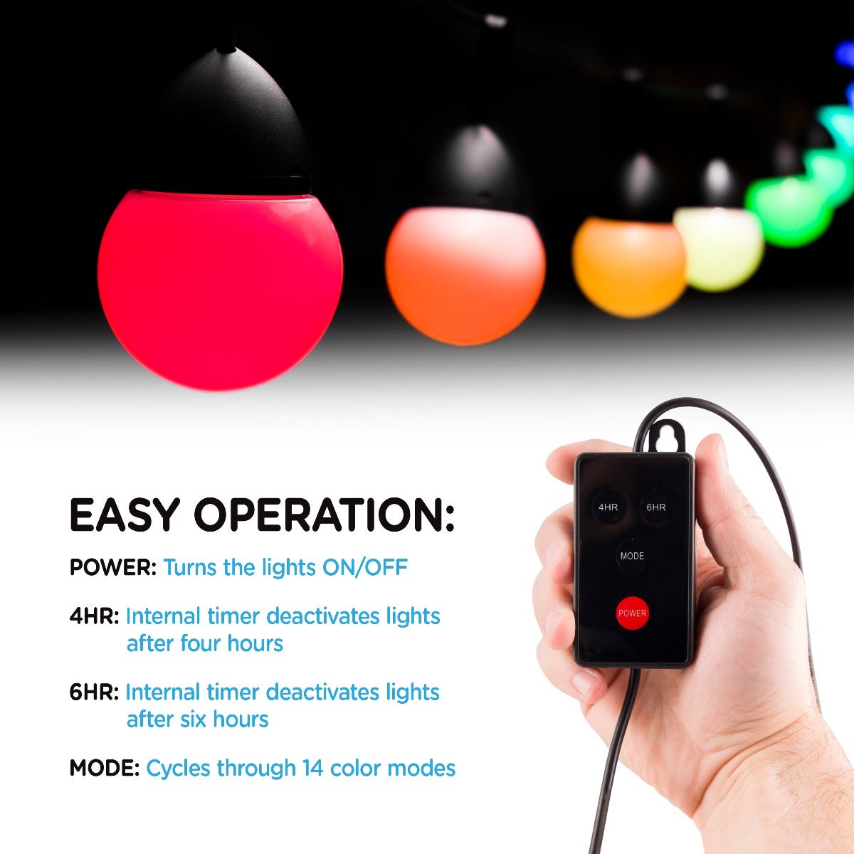 Enbrighten Bistro USB-Powered Color Changing LED Cafe Lights, 12 Bulbs, 12ft. Black Cord