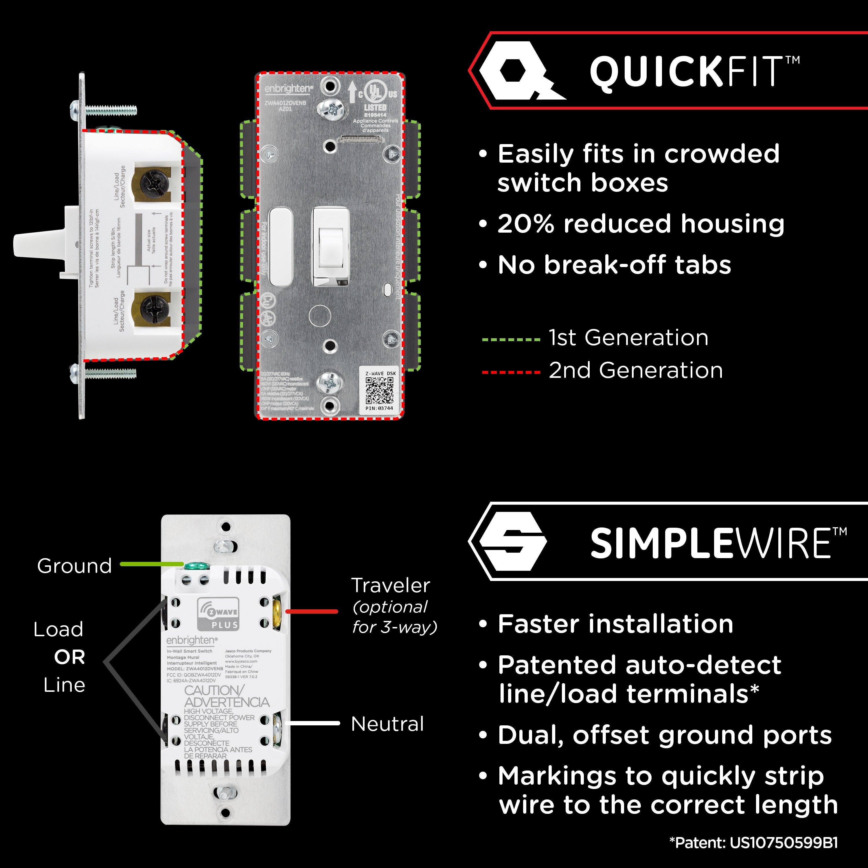 Enbrighten Z-Wave Plus Commercial Grade In-Wall Smart Toggle Switch, 700 Series, White