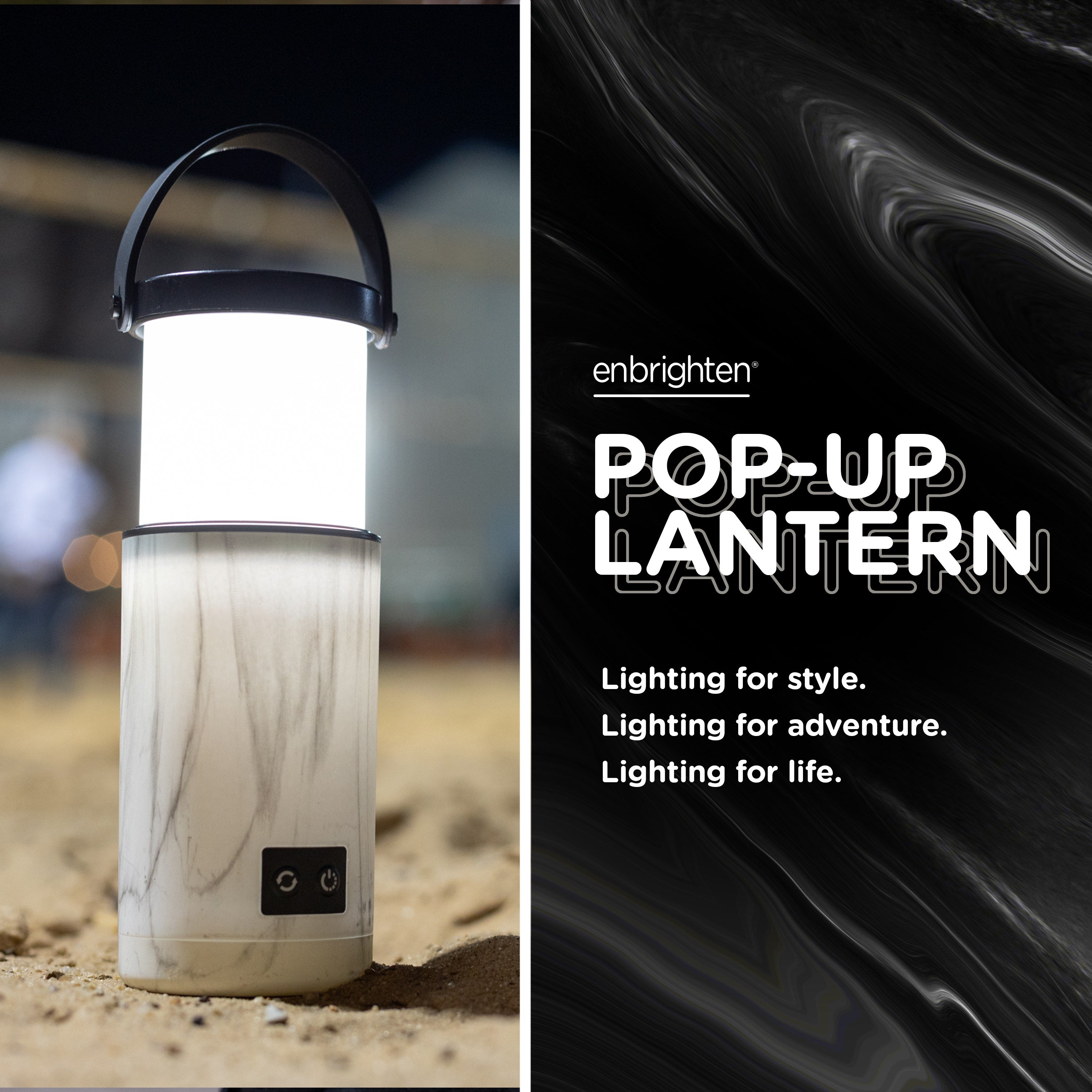 Enbrighten Color Changing LED Pop-up Lantern, White Marble