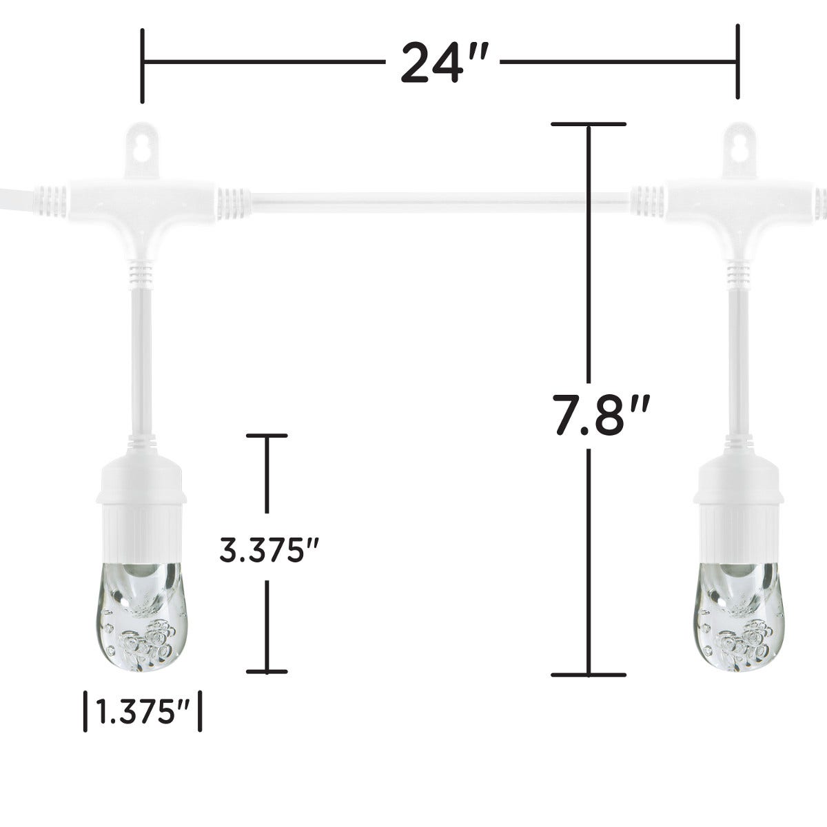 Enbrighten Classic LED Cafe Lights, 12 Bulbs, 24ft. White Cord