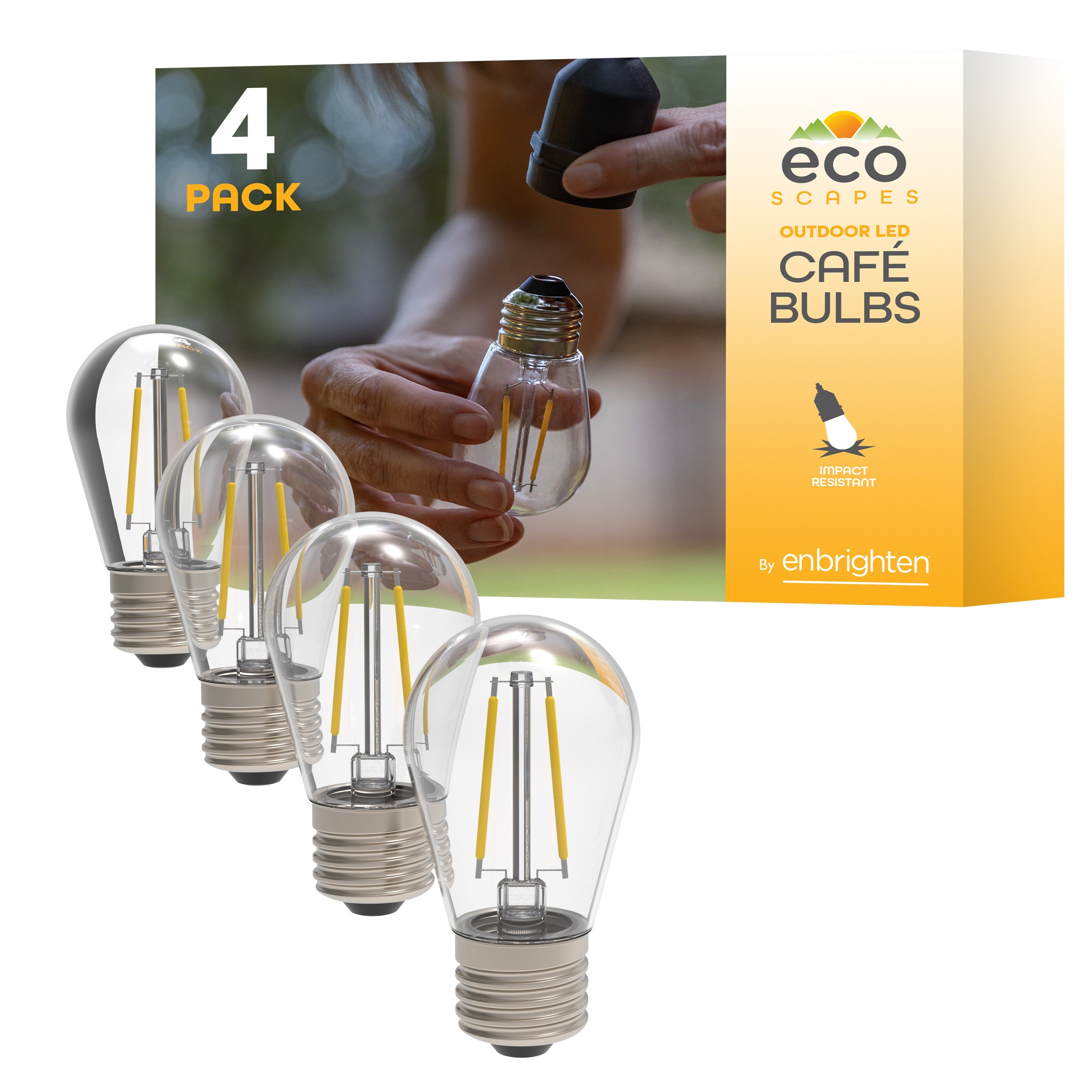 Enbrighten Ecoscapes LED Cafe Lights Replacement Bulbs, 4 Pack