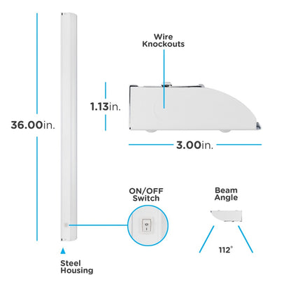 Enbrighten 36in. Dimmable Direct Wire LED Under Cabinet Light Fixture, White