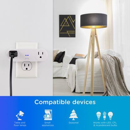 Enbrighten VIBE Plug-In 2-Outlet WiFi Smart Switch, White