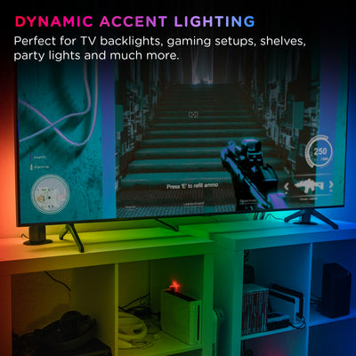 Enbrighten VIBE WiFi USB-Powered LED Color-Changing Gaming Light Bars, 2 Pack, Black