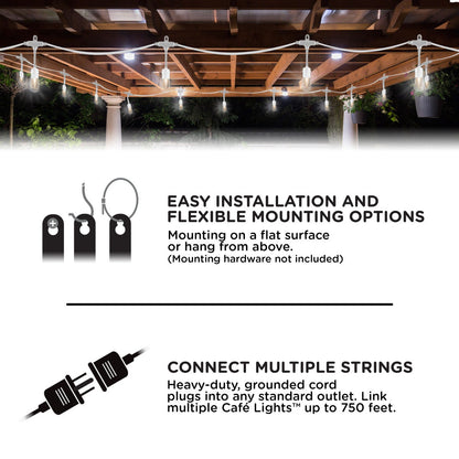 Enbrighten Vintage LED Cafe Lights, 24 Bulbs, 48ft. White Cord