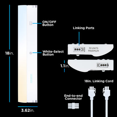 Enbrighten 18in. Direct Wire LED Light Bar, Tunable White