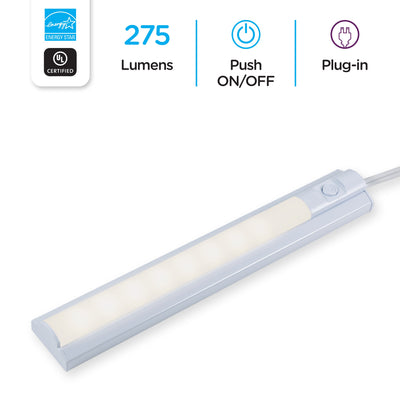 Enbrighten 10in. Plug-In LED Under Cabinet Fixture, White