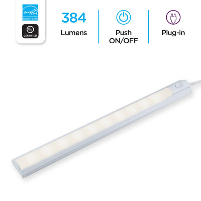 Enbrighten 16in. Plug-In LED Under Cabinet Light Fixture, White