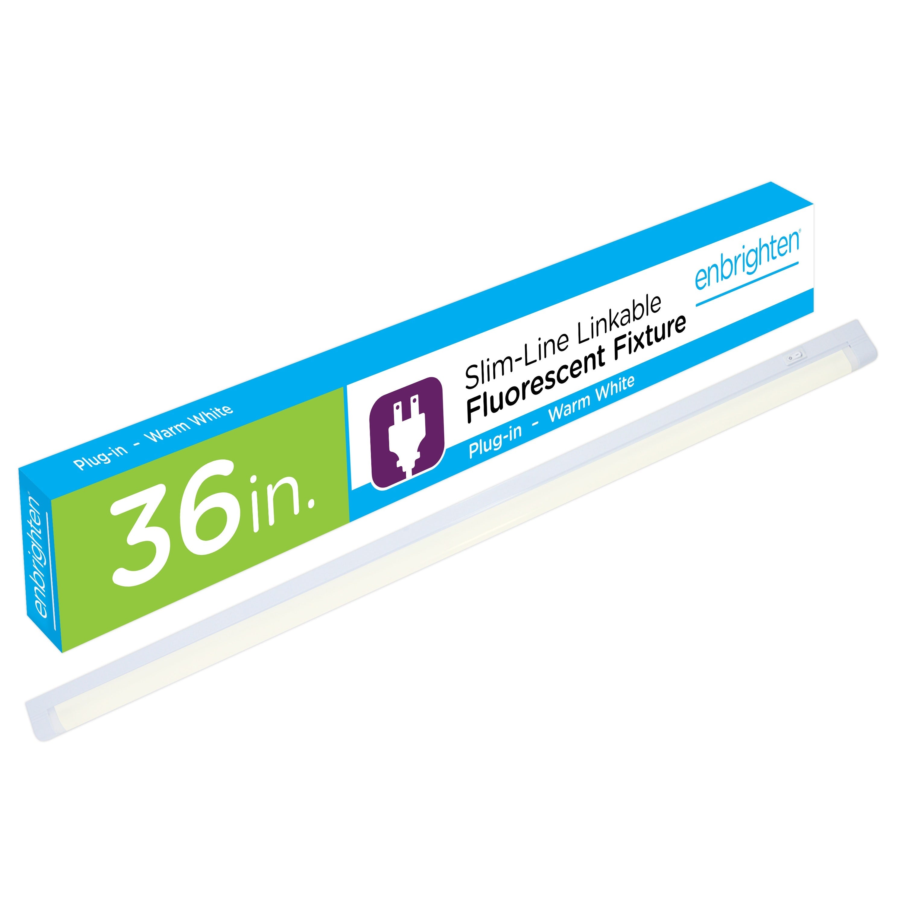 Enbrighten 36in. Plug-In Fluorescent Under Cabinet Light Fixture, White