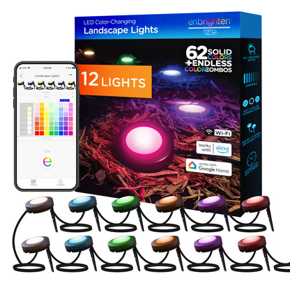Enbrighten WiFi VIBE Color-Changing LED Landscape Lights, 12 Lights, 110ft. Black Cord