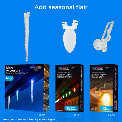 Enbrighten VIBE WiFi Color-Changing Permanent Outdoor Eternity Eave Lights, 36 Lights, 50ft. White Cord