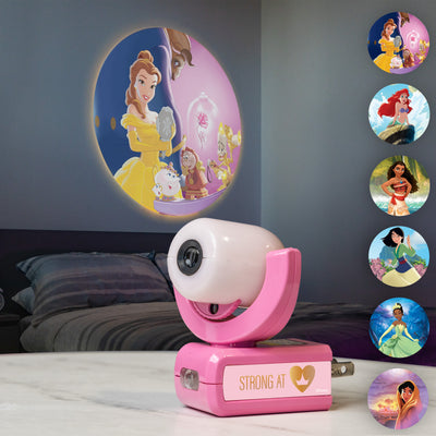 Projectables Disney Princesses Light Sensing 6-Image LED Night Light, Pink
