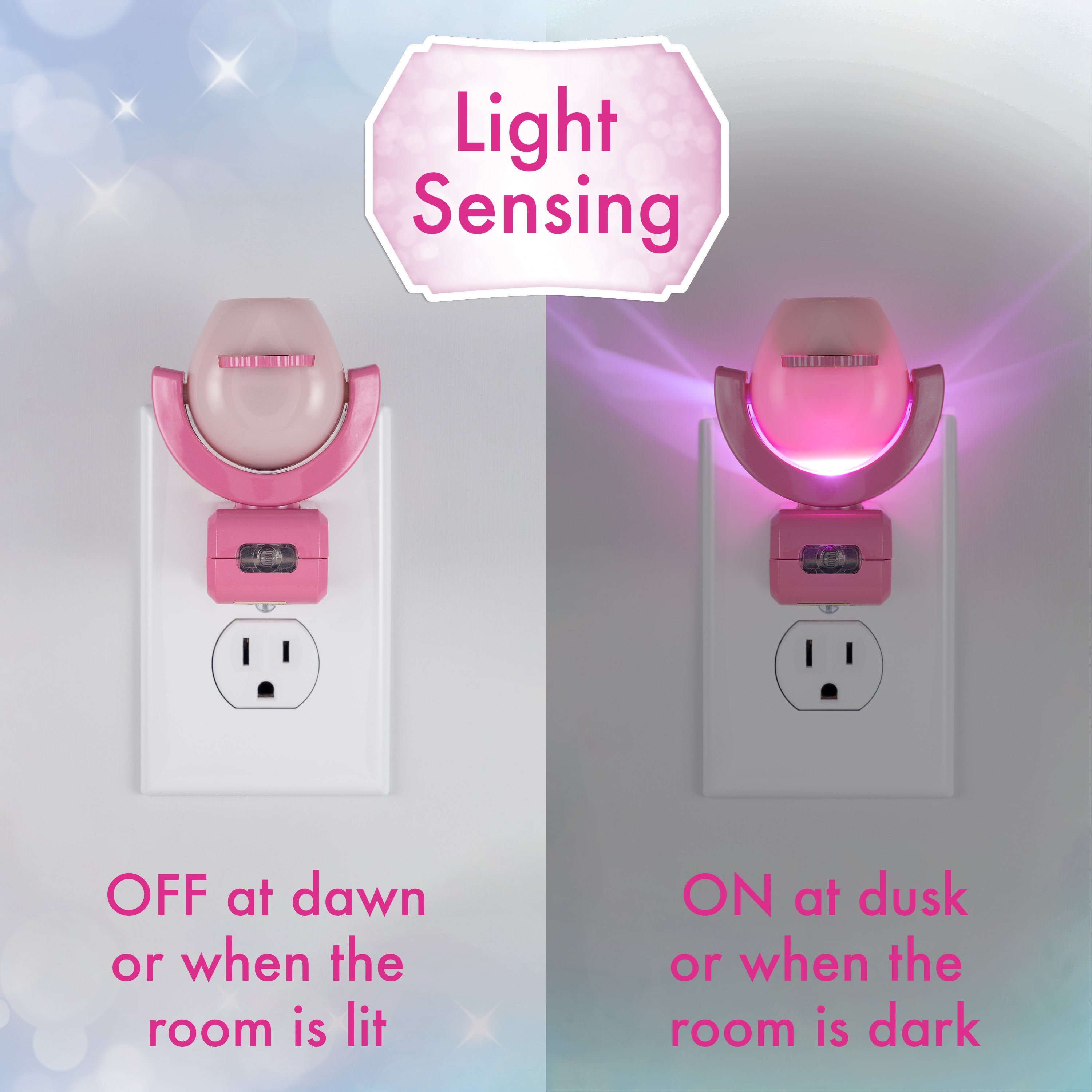 Projectables Disney Princesses Light Sensing 6-Image LED Night Light, Pink