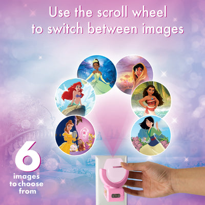 Projectables Disney Princesses Light Sensing 6-Image LED Night Light, Pink
