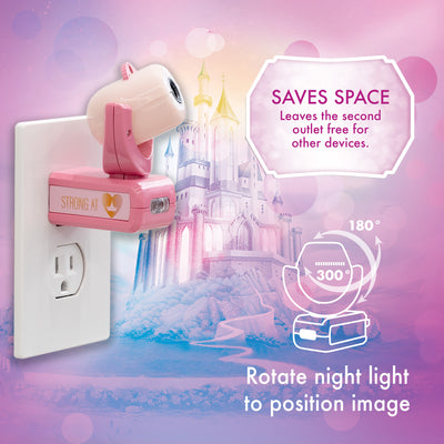 Projectables Disney Princesses Light Sensing 6-Image LED Night Light, Pink