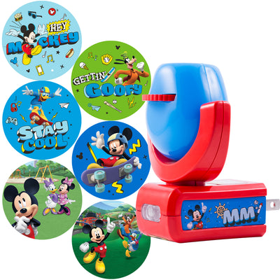 Projectables Disney Mickey Mouse & The Roadster Racers Light Sensing 6-Image LED Night Light, Red