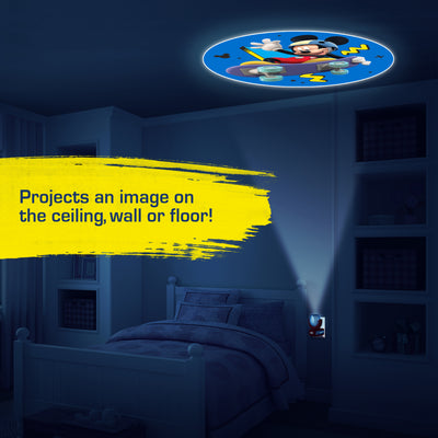 Projectables Disney Mickey Mouse & The Roadster Racers Light Sensing 6-Image LED Night Light, Red