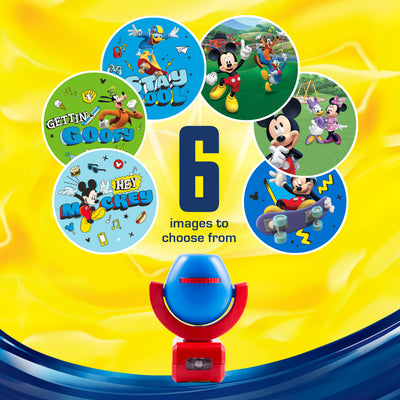 Projectables Disney Mickey Mouse & The Roadster Racers Light Sensing 6-Image LED Night Light, Red