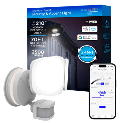 Enbrighten VIBE Outdoor 2-Head Motion-Sensing Back Lit WiFi LED Security Light, White