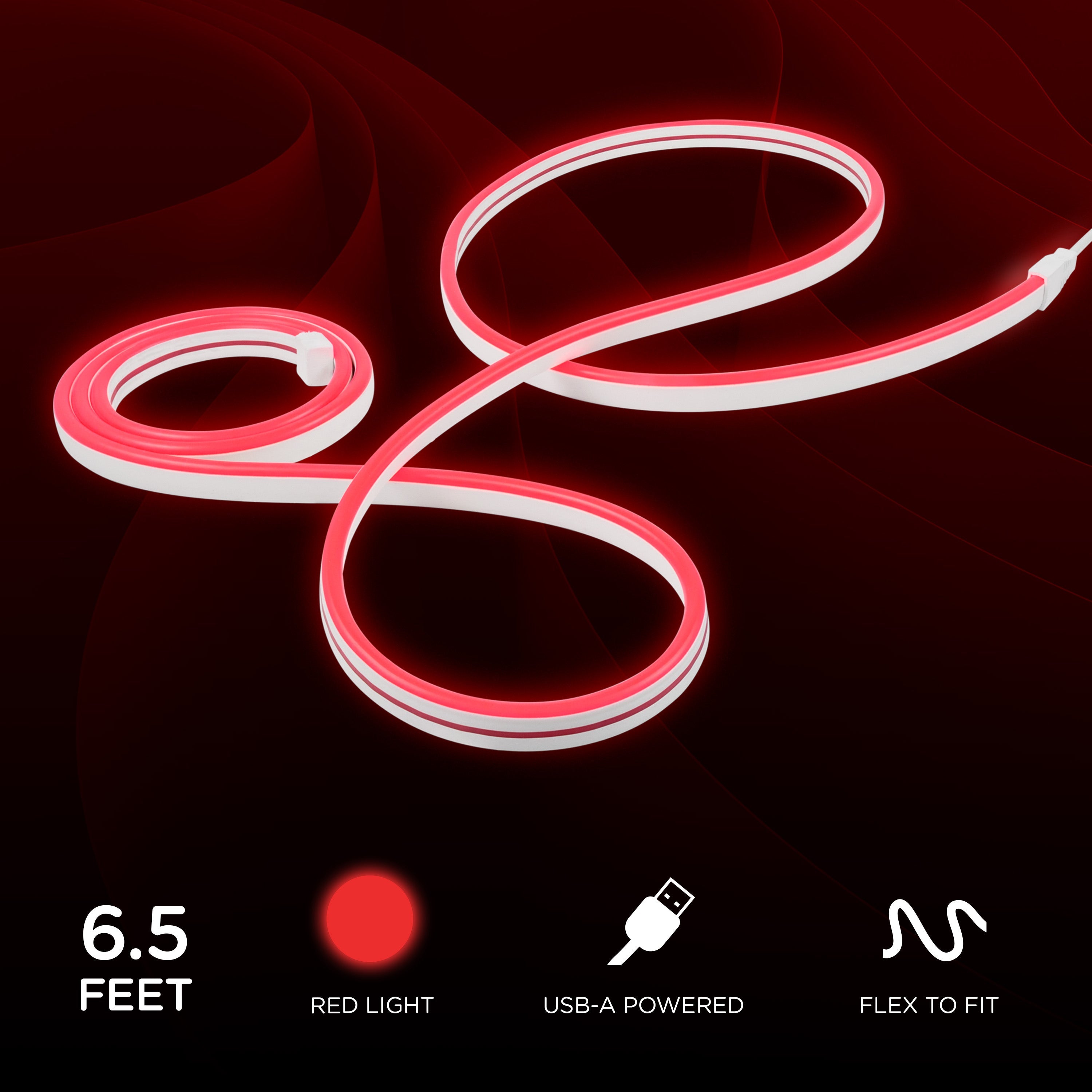Enbrighten Basics Indoor USB-Powered Flex Light, 6.5ft., Red