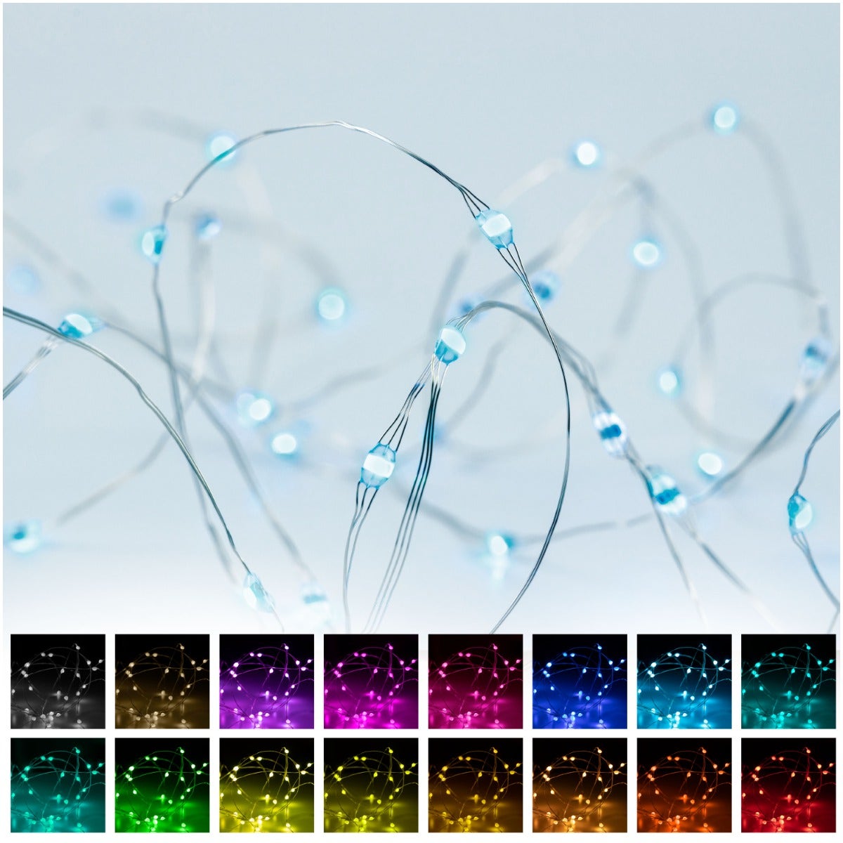 Enbrighten Basics LED Color Changing Fairy String Lights, 60 Lights, 20ft., White