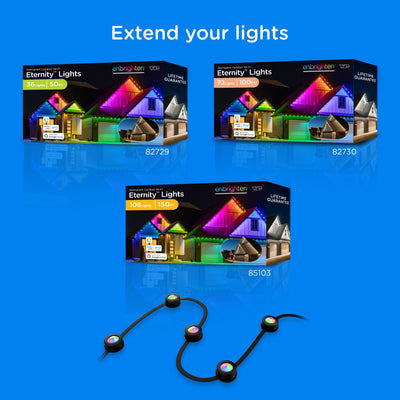 Enbrighten VIBE WiFi Eternity Eave Lights Extension Light Strand, 16.5ft. Black