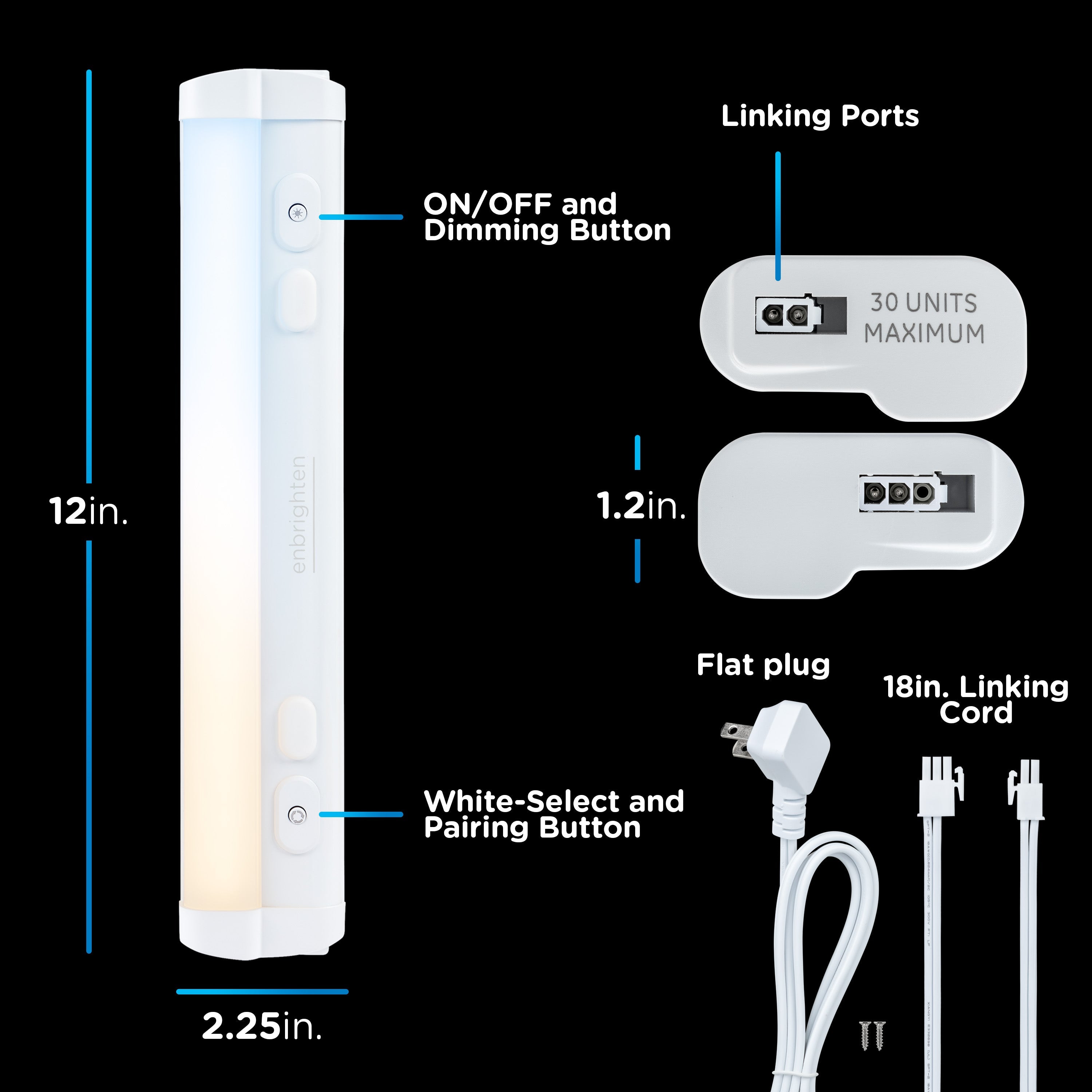 Enbrighten 12in. Plug-In Dimmable LED Light Bar, White