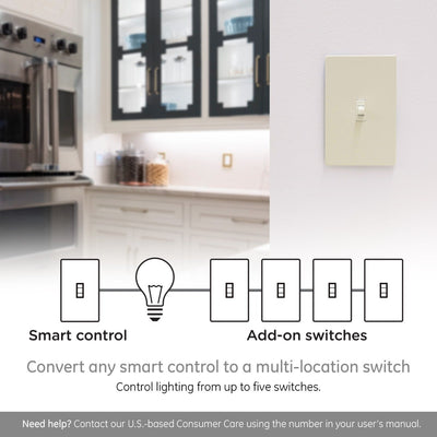 Enbrighten Add-On Toggle Switch With QuickFit™ And SimpleWire™, Light Almond