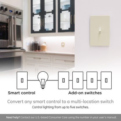 Enbrighten Add-On Toggle Switch With QuickFit™ And SimpleWire™, Light Almond