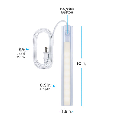 Enbrighten 10in. Plug-In LED Under Cabinet Fixture, White