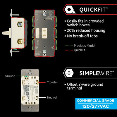 Enbrighten Add-On Toggle Switch With QuickFit™ And SimpleWire™, Light Almond