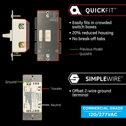 Enbrighten Add-On Toggle Switch With QuickFit™ And SimpleWire™, Light Almond